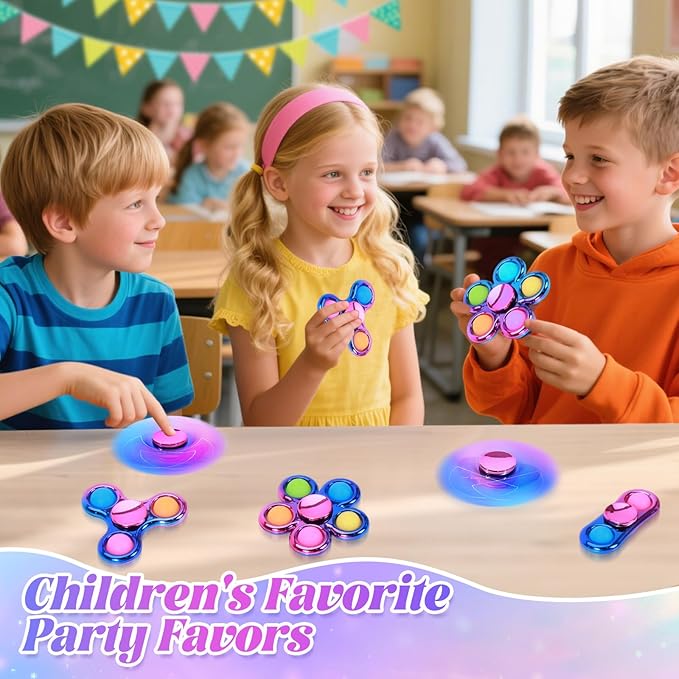 Pop Fidget Spinner Sensory Fidget Toys Adults Kids 4-8-12 with Autism ADHD, Anxiety Toys Stress Relief Teen Boy Gifts Birthday, Party Favors Classroom Return Carnival Prizes Goodie Bag Stuffers