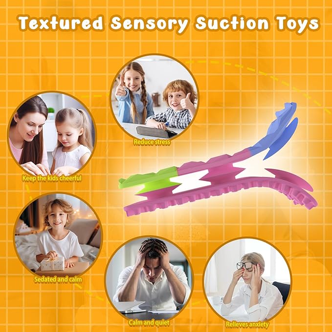 Fidget Toys for Kids Sensory Strips: 16 Pack Textured Suction Toys for Autism Kids Calming - Stress Toys for Autism Calming - Fun Fidgets for Student Classroom Prize Stocking Stuffers
