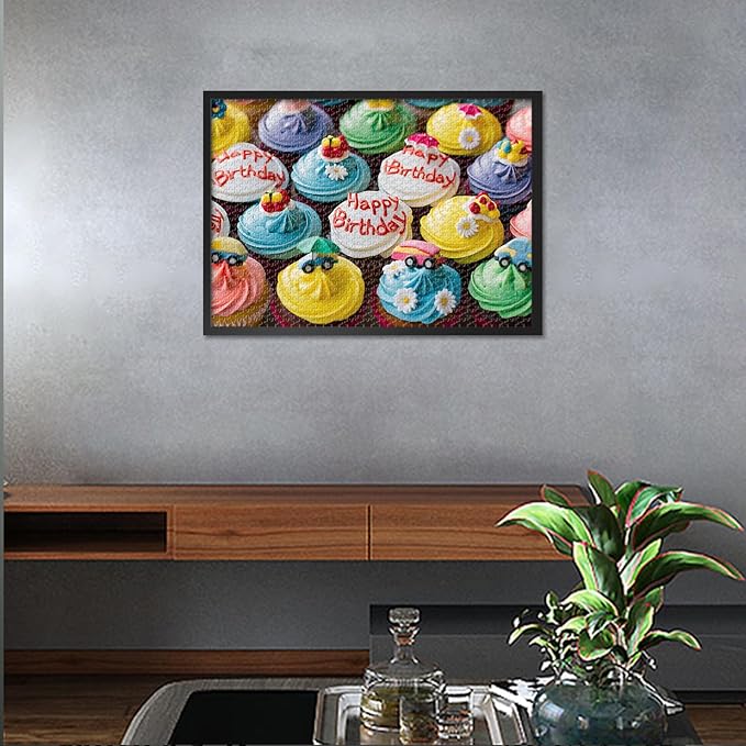 1000 Piece Puzzle for Adults - Neon Cupcake Jigsaw Puzzles, Colorful Dessert Art Adult Puzzles 1000 Pieces, Retro Treat-Themed Design - 27.5x19.7 Inches