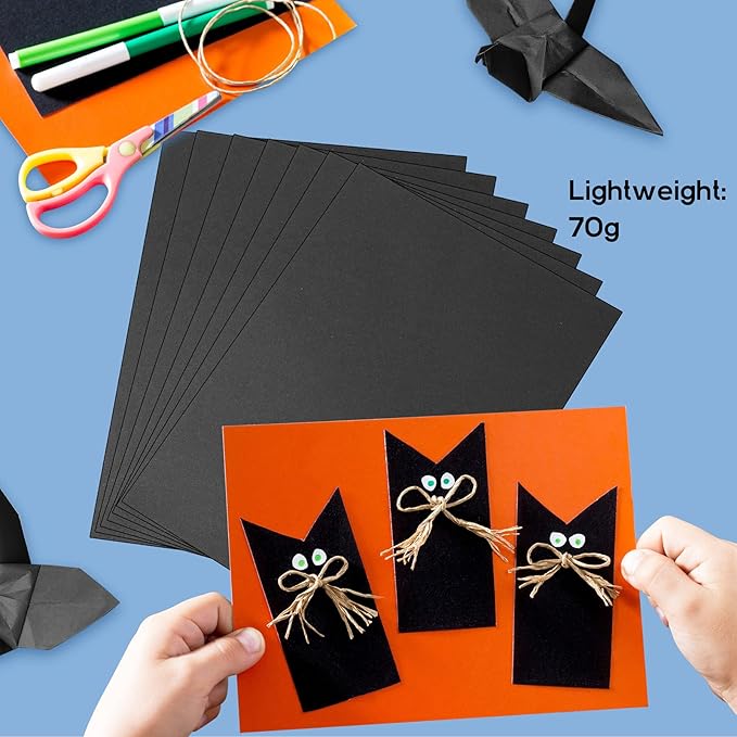1000 Sheets Construction Paper Bulk School Supplies 9 x 12 Inches Art Classic Heavyweight Paper Craft for Kids Adults Holiday Drawing(Black)