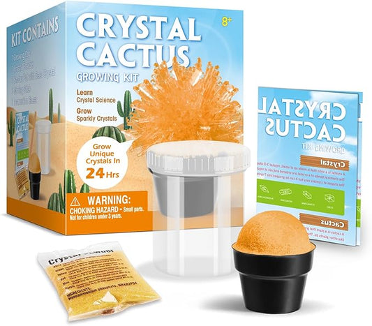 Crystal Growing Kit for Kids, Cactus-Orange DIY Crystal Science Experiment Set, Grow Your Own Crystals, STEM Educational Chemistry Kit for Boys & Girls Ages 6-12, Fun Science Lab Gift for Kids