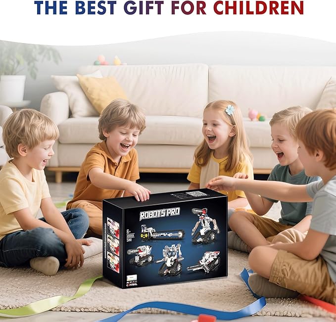 5 in 1 STEM RC Robot Building Kit for Boys, APP & Remote Control Erector Set RC Toys for Kids Blocks 419 Pcs, DIY Build Science Educational Gift for Age 6 7 8 9 10 11 12+ Boys & Girls