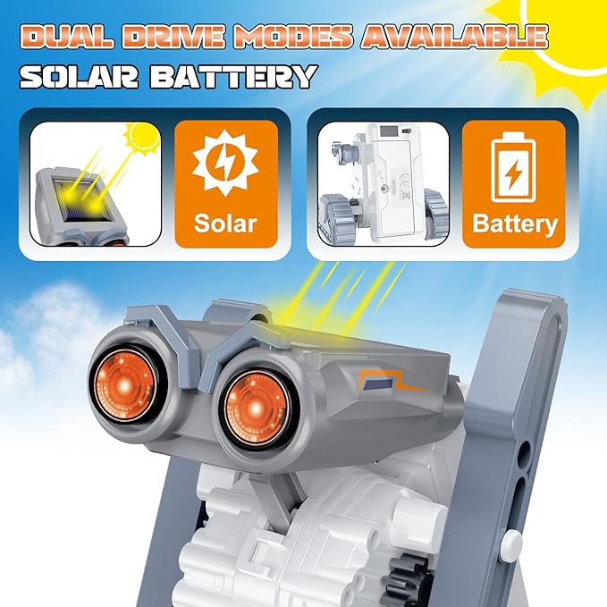 21 in-1 Solar Robot Building Kit STEM Gift for Boys Aged 8-13, DIY Educational Science Robotics Toy Battery Solar Powered STEM Building Toy Set with 210 Pieces