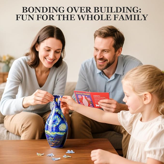160 Pieces 3D Puzzle Vase - Starry Night Pattern, DIY Stereo Puzzles for Adults & Kids, Home Decoration Vase, No Glue Needed