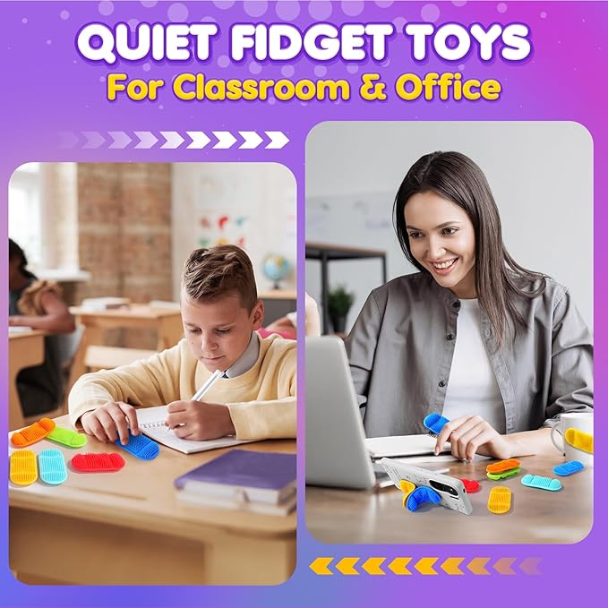LESONG Fidget Sensory Toys for Kids: Layered Bristle Tactile Toys with Suction Cup for Autism Kids - Sensory Items for Desk Classroom - Fidgets for Students Calming Focus 6 Pack