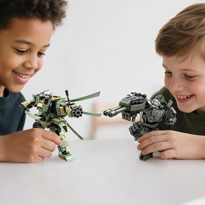 Transforming Mech Robot Building Blocks Set, 4 Kinds of Destroy Warrior City Mecha Action Figure with Weapons, Cool Creative Robots Toys Gift for Teens Boys (1448 PCS)