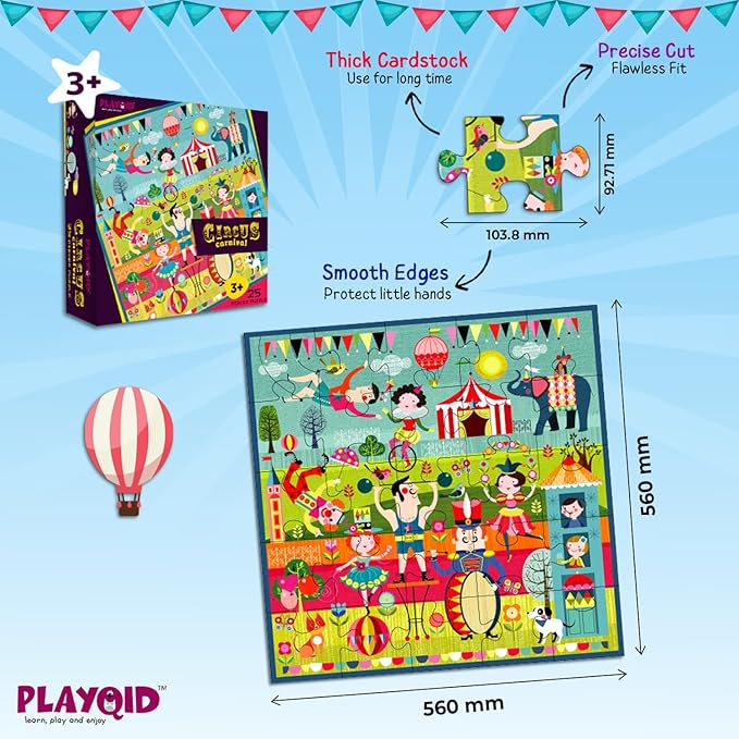 Circus Performers Jigsaw Puzzle for Toddlers | Carnival Tent 25 Jumbo Pieces Floor Puzzles for 3 Years Kids| Educational & Fun Themed Birthday Party Favors