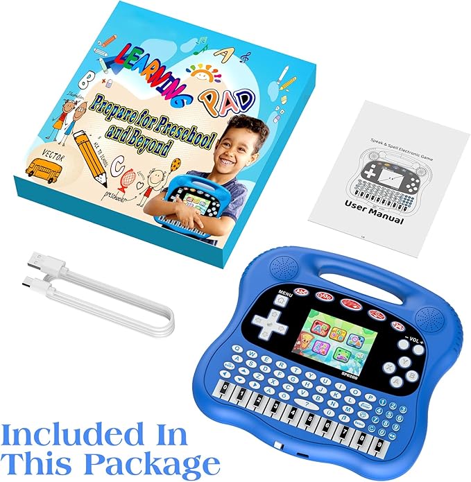 Interactive Early Learning Tablet - Educational Toys for Ages 2+ - Abc's, Words, Shapes, Numbers, Games, Music - Encourages Independent Play - Electronic Toys Gifts (Blue)