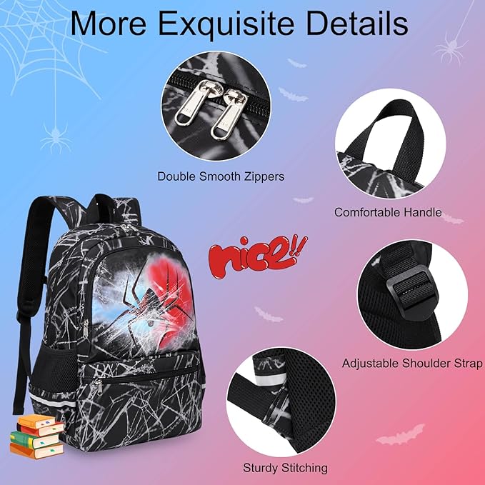 JIANYA Backpack for Boys, Kids Backpacks for School Elementary Childern's School Bag with Lunch Box, Black