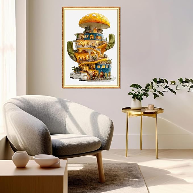 Wooden Puzzles for Adults, Cactus World Adult Puzzles 200 Pieces, Wooden Jigsaw Puzzles Unique Shape, Best Gifts for Adults Family Game, 9.1x12.8 inch