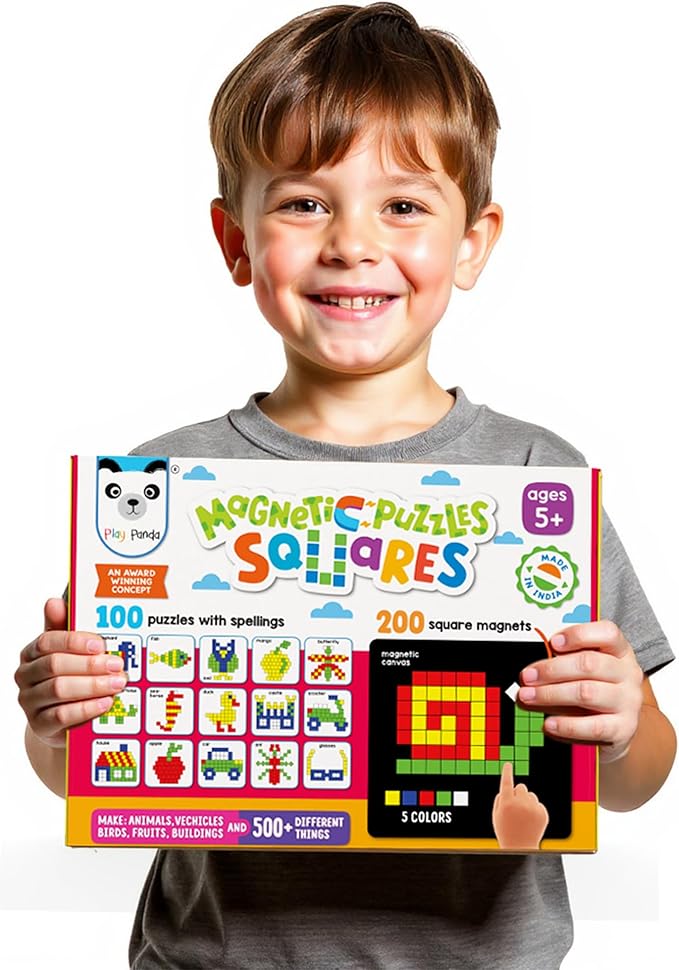 Magnetic Puzzle Circles | 100 guided Puzzles | 200 Tangram Puzzle Circles Magnets | Magnetic Board & Display Stand | STEM Educational Toy for Kids Ages 5+ years
