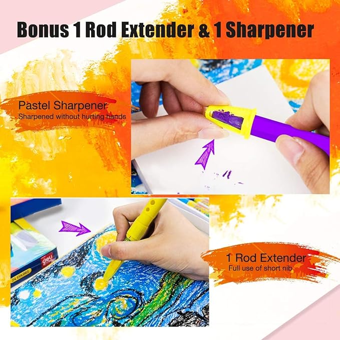 Oil Pastels,24+1 Assorted Colors+1 Sharpener and 1 Pastel Holder, Oil Pastels for Kids Indoor Activities At Home,Non-Toxic Oil Pastel Crayons for Artist Students Smooth Painting and Drawing