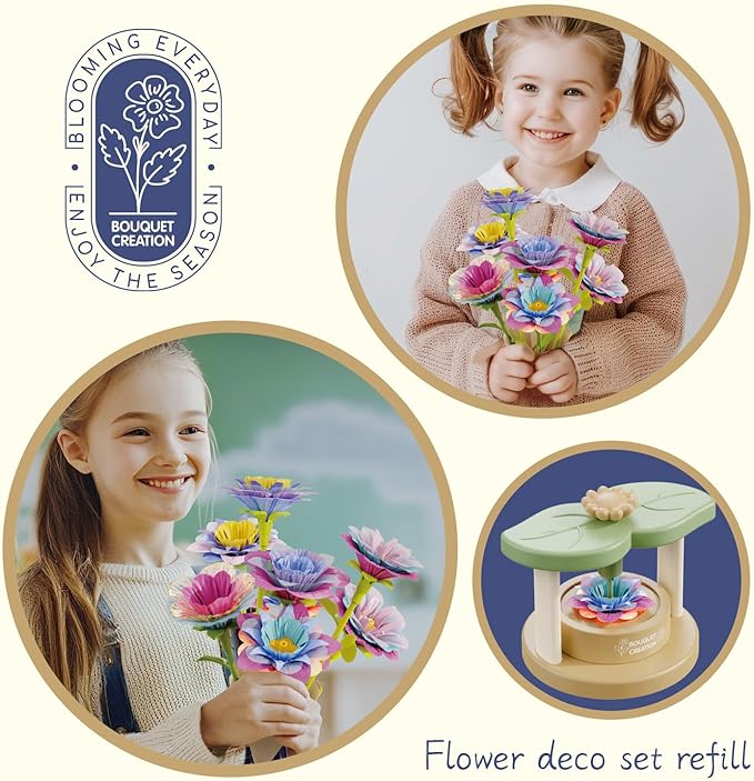 Crafts for Girls 8-12,Craft Kits DIY Fabric Flower Bouquet,Build Your Own Flowers,Toys for 8-12 Years Old,Educational Arts & Crafts Activity, Gardening Pretend Play, 8-12 Year Old Girl Birthday Gifts