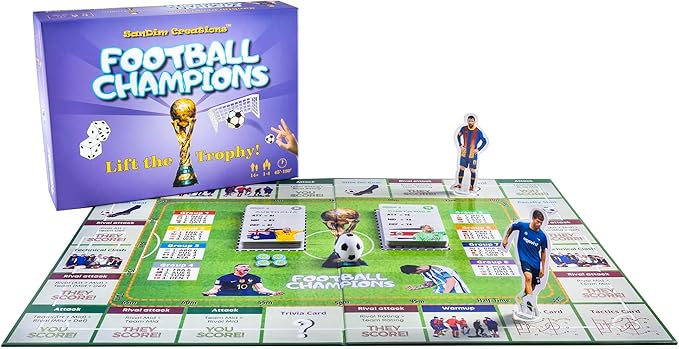 Football Champions Board Game - Family Board Games for Kids and Adults - Soccer Strategy Board Game Ages 14+ - Sports Trivia Game for 1-4 Players - Limited 2023 Cup Edition - by SanDim Creations