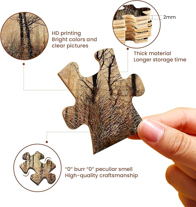 WOZUIBAN Adult Puzzle Classic Jigsaw Puzzle 1000 Pieces Wooden Puzzle DIY Forest Map Bear Modern Home Decor Unique Gift Intellectual Game 75x50cm