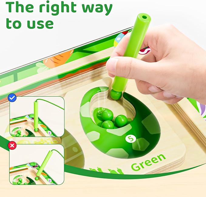 Magnetic Color and Number Maze,Dinosaur Eggs Montessori Toys for 2 3 4 5 Year Old,Counting Matching Learning Toys,Easter Birthday Gifts for Kids