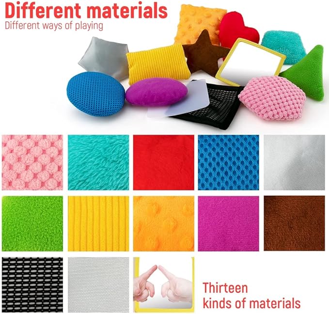 Texture Sensory Bean Bags,Toddler Sensory Toys for Babies,Preschool Toys Set of 13 Beanbags, Shape Sensory Bean Bags with Storage Bag,Develop Fine Motor & Sensory Play for Newborns’ Early Learning