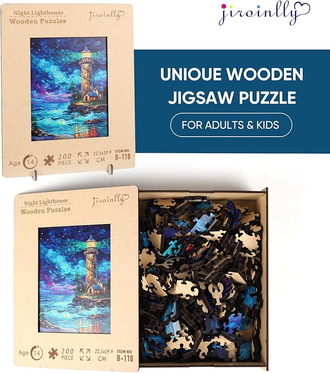 Wooden Puzzles for Adults 200 Piece, Hard Impossible Puzzles for Adults, Unique Shaped Landscape Painting Challenge Puzzle, Exquisite Packaging, Best Toys Gifts for Family Friends