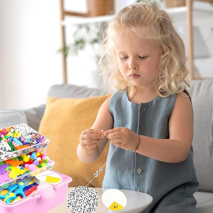 3000Pcs Arts and Crafts Supplies for Kids Craft Kits with Pipe Cleaners Crafting Supply All in 3 Layered Craft Box DIY Crafts for Kids Ages 4-8 8-12 Homeschool Supplies Toys Gifts for Girls & Boys