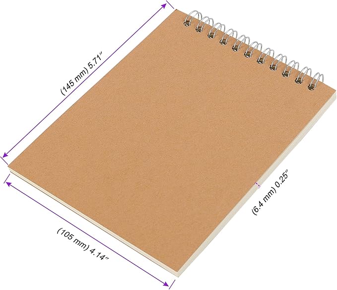 JOIKIT 30 Pack A6 Spiral Sketch Book, 4x6 Inch Spiral Bound Drawing Pad, Small Blank Steno Pads Kraft Cover Spiral Notebook for Sketching, Doodling, Painting, 60 Sheets/120 Pages, Brown