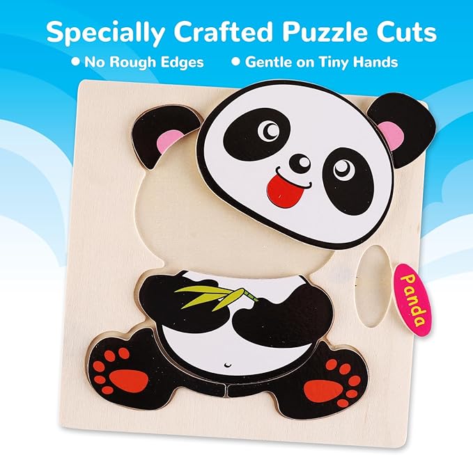 Wooden Puzzles for Toddlers 1-3, Pack of 8 Toddler Animal Puzzles Ages 2-4, Montessori Educational Animals Jigsaw Puzzles Christmas Birthday Gift for Baby Girl Boy Ages 1 2 3 4 Year Old