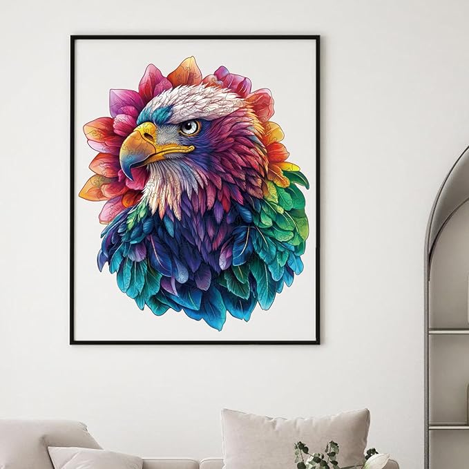 Wooden Puzzles for Adults-Magical Eagle Jigsaw Puzzles, 200 Pieces, 9.5x11.4 Inch,Unique Shape Adult Puzzles,Irregular Wood Puzzles Family Game Gift for Adults and Kids