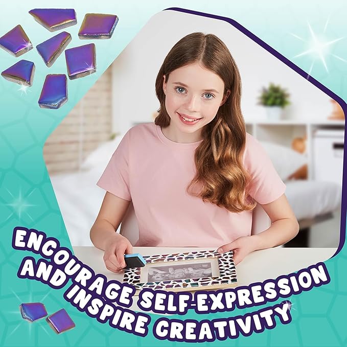 PURPLE LADYBUG Decorate Your Own Picture Frame Craft Kit - Craft for Kids Ages 8-12, Birthday Gift & DIY Mosaic Frame Craft for Girls Ages 6-8, Fun Arts & Crafts for 7-Year-Old Girls