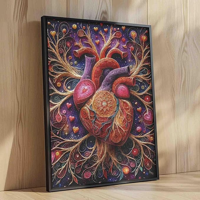 Graffitic Men/Woman Heart 1000 Piece Jigsaw Puzzles for Adult Anatomy of The Heart Painting Jigsaw Puzzle Body Organ 1000 Pieces Puzzles Game Wall Decor DIY Craft Puzzle Art Nordics Gift(Colorful)