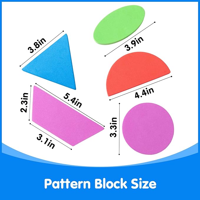 Magnetic Pattern Blocks - 10 Shapes - Magnetic Shapes for Whiteboard & Math Manipulatives