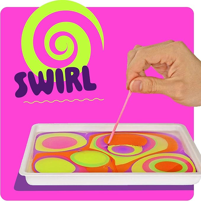Dan&Darci Glow in The Dark Marble Paint Kit for Kids - Water Marbling Painting Art Set for Boys & Girls Ages 6, 7, 8, 9, 10, 11, 12 Year Old - Kid Crafts Birthday Gifts Toys - Arts Craft Activities
