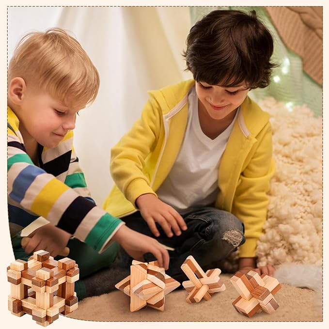 25 Pcs Wooden Brain Teaser Puzzles Metal Wire Puzzle Set, 3D Unlock Interlock Game IQ Test Toy Mind Game Toys Brain Teaser Toy Puzzle for Adults