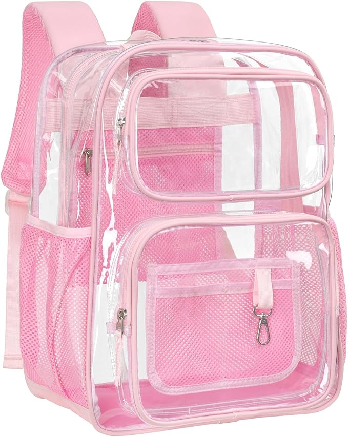 PACKISM Clear Backpack for School - 17 inch Large Heavy Duty Clear Bookbag, See Through PVC Backpacks (for age 12 above)