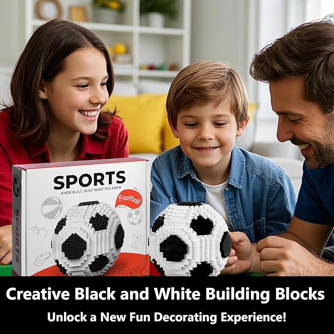 Soccer Building Blocks Set, STEM Educational Toy, Soccer 3D Puzzle Block Decorations, Soccer Gifts for Boys Office Home Decor (800Pcs)