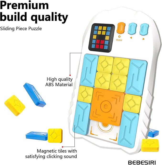 Super Slide Puzzle Game - 500+ Levels Brain Teaser | Electronic Sliding Puzzle Toy for All Ages | Fun Unblocking Logic Game for Kids & Adults (Classic-White)