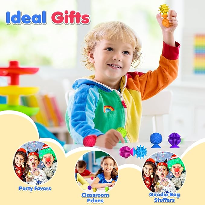 Sensory Fidget Toys Kids Adults: 16 Pack Textured Suction Toys for Autism Kids Calming - Quiet Anxiety Fidgets for Classroom Prize - Calm Down Toy for Girls Boys - Travel Toys Road Trip Essential