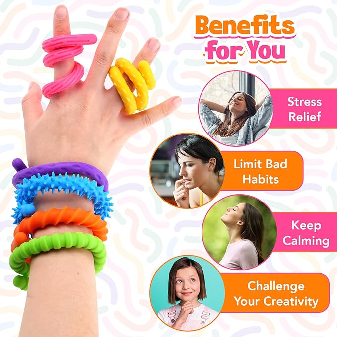 Fidget Toys Sensory Stick: Textured Silicone Sensory Toys for Kids 6 Pack, Stress Fidgets for Anxiety Relief Calming, Autism Classroom Must Haves, Calm Down Travel Toy for Boys Girls Adults