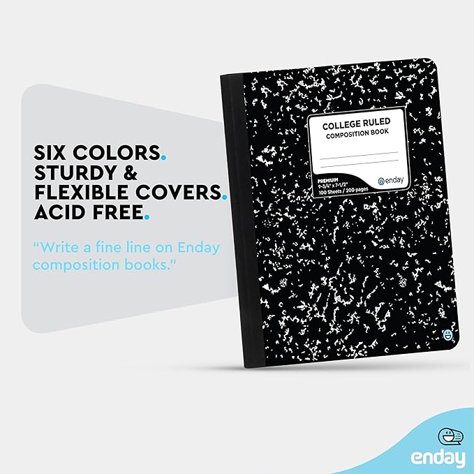 Composition Notebooks College Ruled Paper Bulk, Black Marble Composition Notebook, Premium Hard Cover Lined Composition Books, 100 Sheets Ruled Notebook for School and Office (48 Pack) - by Enday