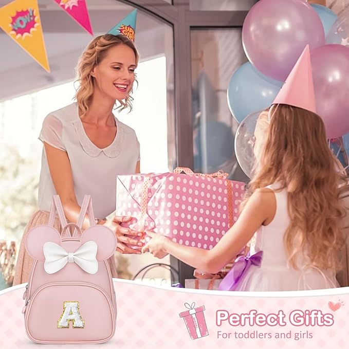 Backpack for Girls Kids Toddler, Bookbag for Teen Girl Kids Birthday Gifts, School Backpack for Girls with Cute Bow, Initial Blue N