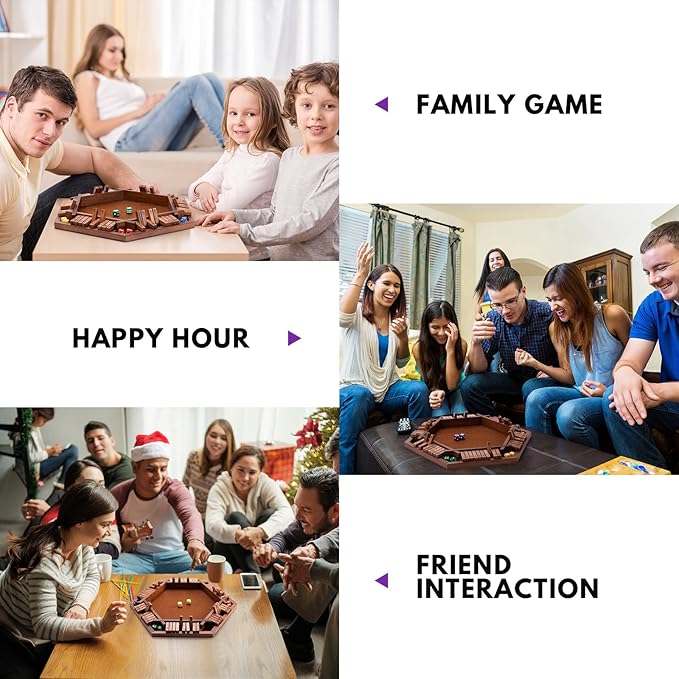 Shut The Box Premium Wooden Dice Game - Handcrafted Board Game 2-6 Players, Educational Math Learning Games for Kids Adults, Classic Pub Games Family Party Gift Set