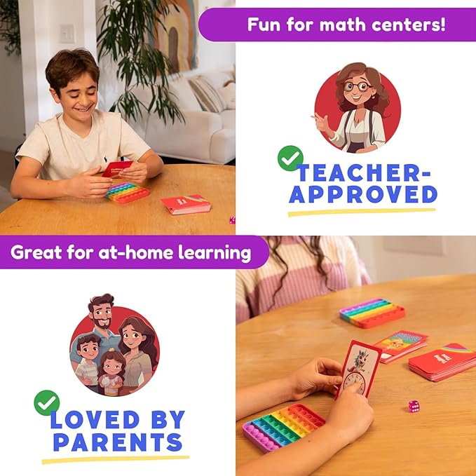 THE FIDGET GAME Telling Time Flash Cards, Learn to Read Analog Clocks - Educational Learning Toy & Interactive Teaching Tools for Children to Practice, Toddler Activities for 5+ Years