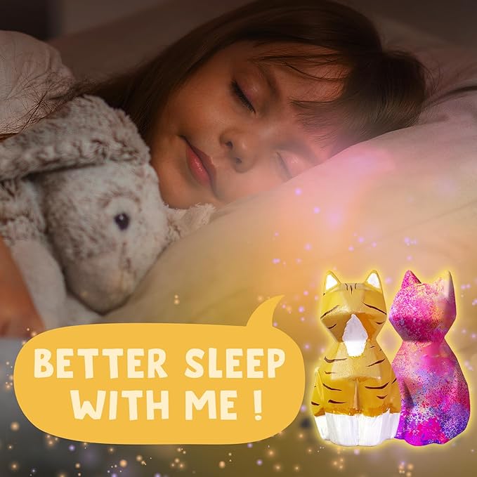 Goodyking Paint Your Own Cat Lamp Kit, 2pcs DIY Cat Crafts Night Light, Arts & Crafts for Kids Ages 8-12, Painting Kit for Girls Boys Age 4 5 6 7 8+, Art Supplies Creative Gift for Birthday, Party