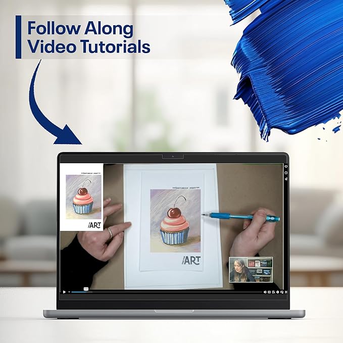 Painting4Real DIY Painting Class Kit for Adults with Video Tutorials: Learn to Paint Cherry Cupcake – How to Paint with Acrylics – Painting & Art Supplies – 9 Piece Acrylic Paint Set