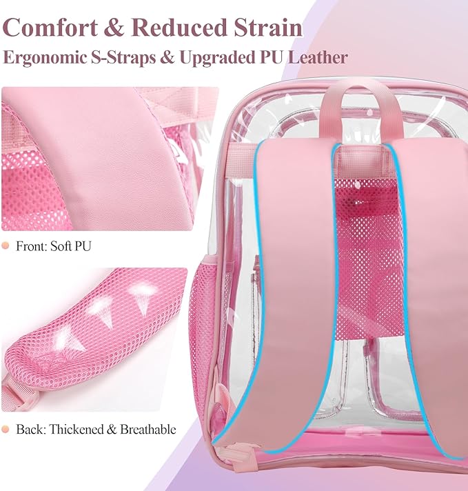 PACKISM Clear Backpack for School - 17 inch Large Heavy Duty Clear Bookbag, See Through PVC Backpacks (for age 12 above)