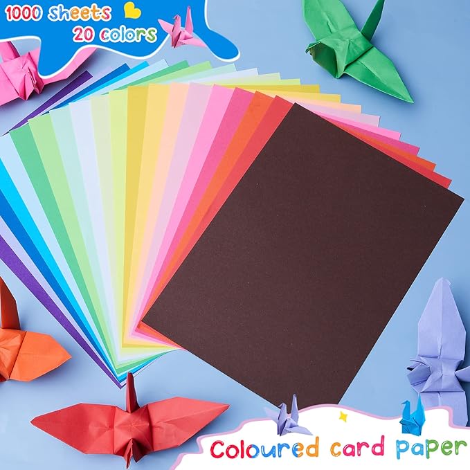 1000 Sheets Construction Paper Bulk School Supplies 9 x 12 Inches Art Classic Heavyweight Paper Craft for Kids Adults Holiday Drawing(Multicolored)