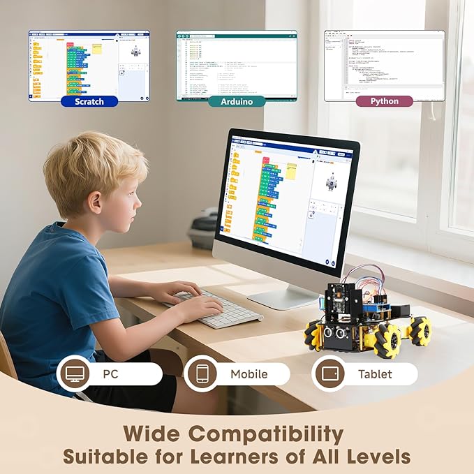 Robotics Kit for Kids Ages 8–12 12-16, ACEBOTT Smart Robot Car Kit with 3MP Camera, STEM Toys for Boys Compatible with Arduino & Scratch,App & Remote Control,STEM Gift for Boys, Girls,Teens and Adults