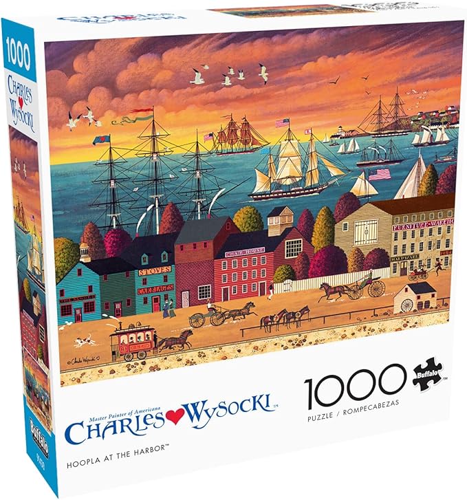 Buffalo Games - Charles Wysocki - Hoopla at The Harbor - 1000 Piece Jigsaw Puzzle for Adults -Challenging Puzzle Perfect for Game Nights - Finished Size is 26.75 x 19.75