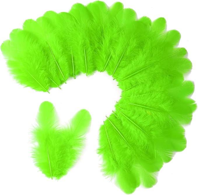 Soarer 300pcs Green Feathers for Crafts - 3-5inch Feathers Bulk for Wedding Home Party, Dream Catcher Supplies and DIY Crafts(Green)
