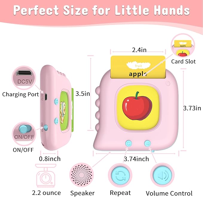 510 Sight Words Talking Flash Cards for Todders 1-3, Pocket Speech Autism Sensory Toys Montessori Learning Resources Kindergarten Preschool Educational Toys, Birthday Gift for Girls