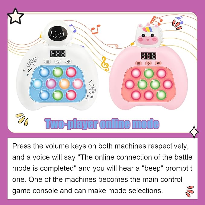 Fast Push Pop Fidget Toys for Kids, Handheld Puzzle Game with LED Screen & Multiplayer Mode, Sensory Toys for 3-12 Year Old Girls Boys, Fun Battle Gifts for Friends(Christmas)