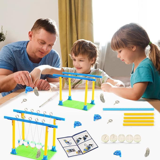 Bulk STEM Kits for Kids Age 8-10, 3 Sets of Newtons Cradle, Science Kits for Kids Age 8-12, Robot Building STEM Toys for Boys Ages 8-13, Robotics Engineering Crafts for Girls 6-8 10-12